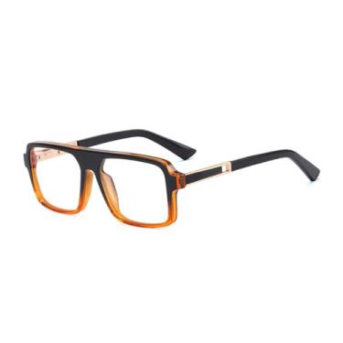 Imagem de HCPIHF óculos para homens lente clara retro armação de óculos quadrado masculino transparente, 1, tamanho único