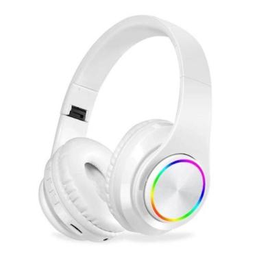 Imagem de Fone De Ouvido Bluetooth Led Rgb Rádio FM Gamer Branco - First Option