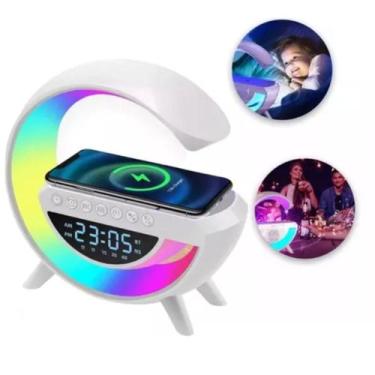 Imagem de Caixa De Som Bluetooth Carregador Indução Relógio Abajur - Yn-2209