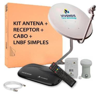 Imagem de Receptor de tv vivensis vx10 sat hd + antena banda ku + lnbf simples