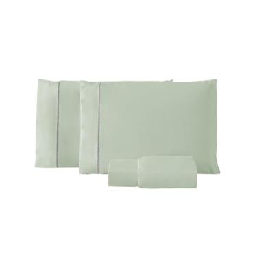 Imagem de Jogo de Lençol Solteiro 2 Peças Ponto Palito Percal 200 Fios Roupa de Cama Box (VERDE)