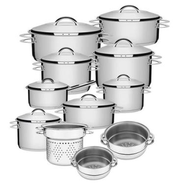 Imagem de Jogo de Panelas Solar 11 Peças em Aço Inox Fundo Triplo Tramontina