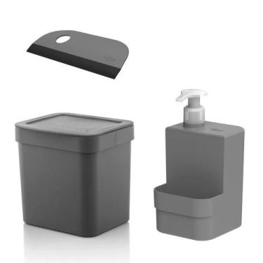 Imagem de Kit Lixeira, Rodinho De Pia Rodo E Porta Detergente Cozinha - OU, Chum