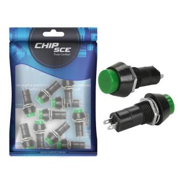 Imagem de 10x Chave Push Button 2 Terminais N/A Psb-11b - Verde - CHIPSCE