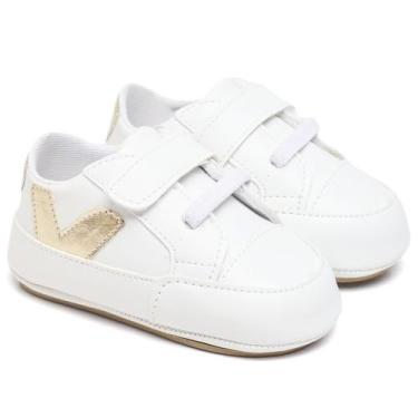 Imagem de Tênis Bebê V Unissex Fácil de Calçar Bicho de Pé, 14, Dourado