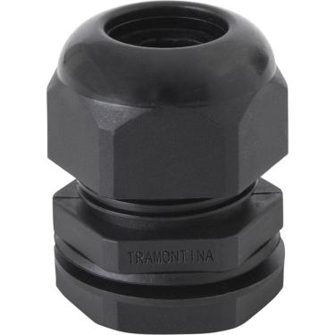 Imagem de Conector Prensa-cabo 3/8 Polegada Tramontina Em Termoplástico Preto Com Bucha