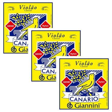 Imagem de Kit 3 jogo de cordas giannini p/ violão nylon genw canárinho