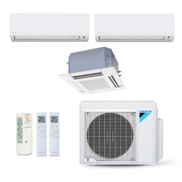 Imagem de Ar-Condicionado Multi Split Inverter Daikin 28.000 (2x Evap HW 12.000 + 1x Evap Cassete 4 Vias 18.000) Quente/Frio 220V
