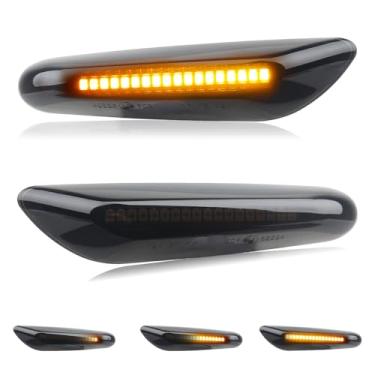 Imagem de NDRUSH lanterna de seta de LED lateral para seta compatível com BMW E90 E91 E92 E93 E46 E53 X3 E83 X 1 E84 E81 E82 E87 E88, lente fumada, pacote com 2