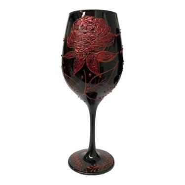 Imagem de Taça Pomba Gira Negra E Rosa Vermelha Barone Cristal 490Ml - Meta Atac