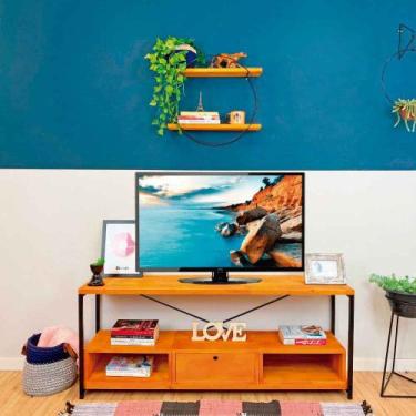Imagem de Rack de TV Industrial de Ferro e Madeira Style Square 2 Nichos e 1 Nic