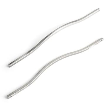 Imagem de Goo-Ki Puxadores de armário de níquel acetinado de perfil baixo, centros de orifício duplo (11,3''/12,6'') alça de liga de zinco para armário de gaveta, embalagem com 6..