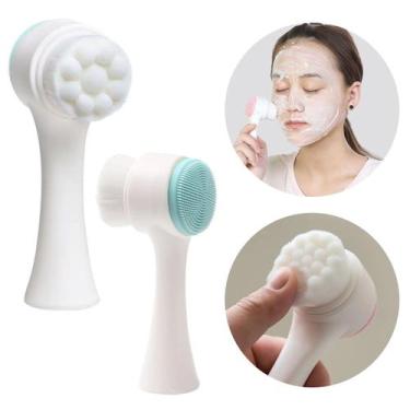 Imagem de Escova de Massagem Facial Limpeza e Esfoliação 2 em 1 - shop mix, Rosa