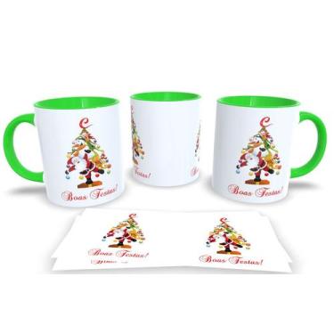Imagem de Canecas Verde de Porcelana Personalizadas Arvore de Natal - Estampa Su