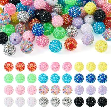 Imagem de Fashewelry 72 peças de contas redondas de strass de resina de 16 mm de cor mista para contas de caneta com contas para chaveiros, bolsa, corrente de joias