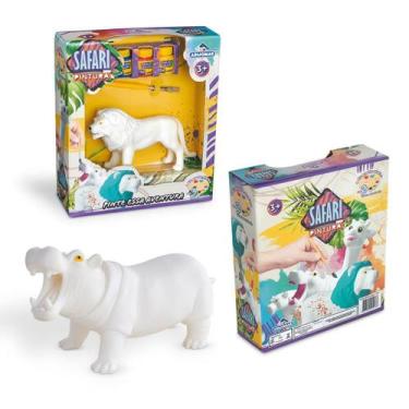 Imagem de Safari Brinquedo De Pintura Bonecos Animais P/ Pintar Lavável - Adijom
