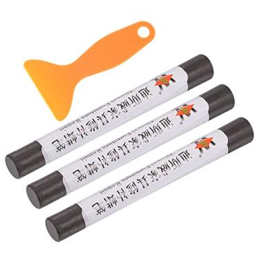 Imagem de HARFINGTON Bastão de enchimento de cera, 3 peças de bastões de preenchimento de cera de madeira para reparo de madeira com espátula marcadores de giz de cera, kit de retoque de móveis para remover