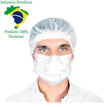 Imagem de Máscara Cirúrgica Descartável TNT Tripla com Elástico Clipe Nasal e An