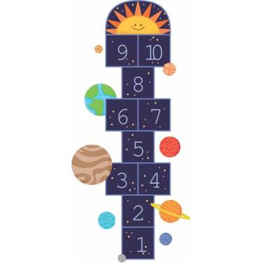 Imagem de Adesivo Para Chão Amarelinha Planetas Galáxia Laminado - Adesivos Kigr