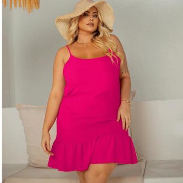 Imagem de Vestido Curto Plus Size Vermelho Ciganinha Natal Alça Ajustável Regata