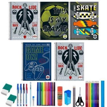 Imagem de Kit 10 Caderno Grande Tilibra Arame Capa Dura Com 38 Itens