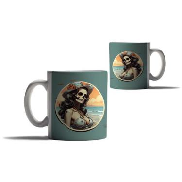 Imagem de Caneca Personalizada Presente Caveira Mexicana Katrina Praia - Enjoy S