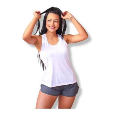 Imagem de Regata Cavada Dry Fit Feminina Fitness - FORÇA DO SOL, M, Branco