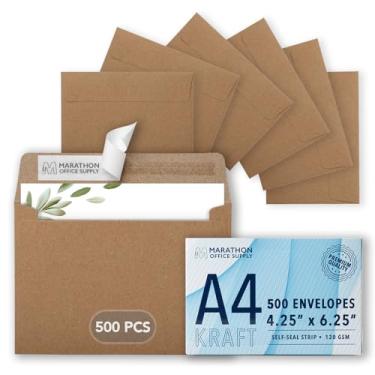 Imagem de Envelopes de convite MOS A4 – 10 x 16 cm Envelopes Kraft com autoselo (500 unidades) – 120 g/m2/14,5 kg resistente – Envelopes de vale-presente, envelopes de negócios, envelopes de cartão, envelopes