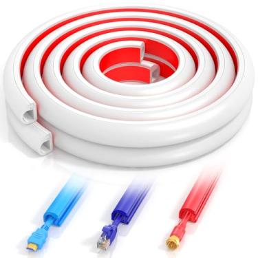 Imagem de Escondedor de cabo de TV autoadesivo de 157 polegadas, gerenciamento de cabos flexíveis de áudio doméstico, canais de cabos coaxiais RG6, ocultador de cabo HDMI, branco (4 m)