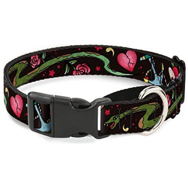 Imagem de Buckle-Down Coleira para cães Live Hard Die Young C/U Black Martingale, 2,5 x 38-66 cm/Grande