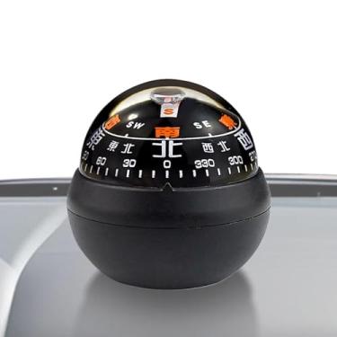 Imagem de Bússola de bola para painel do carro, Dash Compass Ball - Bola de bússola ajustável com mostradores duplos - Bola de bússola com montagem em painel de design luminoso, para carros, barcos, veículos ao
