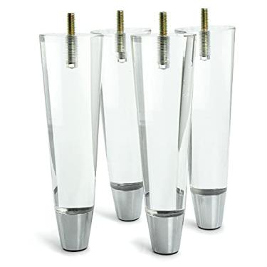 Imagem de Polainas de móveis de acrílico para substituição de pés de sofá, armário moderno e transparente decoração DIY pernas estilo afunilado conjunto de 4 cromado (19,8 cm)