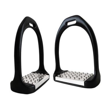 Imagem de kowaku 2Pcs Estribos de sela de cavalo Estribos seguros Estribos de alta resistência Antiderrapantes Estribos de cavalo Estribos ocidentais para acessórios, Preto