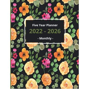 Imagem de 2022-2026 Five Year Planner: 60 Month Calendar and Organizer | Beautiful hand-drawing flowers | 5 Year Monthly Agenda 2022, 2023, 2024, 2025, 2026 | Watercolor Cover 8.5" x 11" in