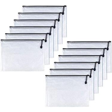 Imagem de Oaimyy - Bolsa de Plástico com Zíper para Documentos e Pastas de Arquivos (B5, 17,8 cm x 28 cm, 12 peças, Preta com Zíper)
