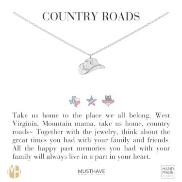 Imagem de MUSTHAVE Colar com chapéu de cowboy Texas banhado a ouro 18K, cor ouro branco, corrente de âncora, tamanho 40,6 cm + extensor de 5 cm, cartão presente, aniversário, melhor amigo, unissex (ouro