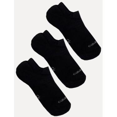 Imagem de Meia Calvin Klein Invisível CK Preta Kit 3 Pares, UN