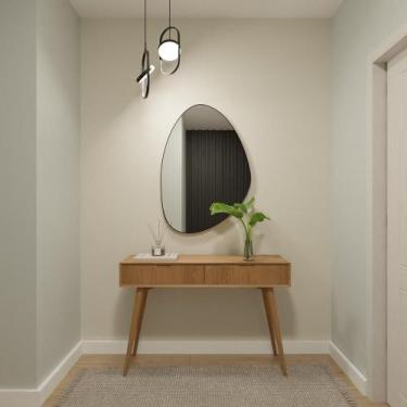 Imagem de Espelho Orgânico 115cm x 70cm E02 Moldura Couro Preto Luxo Quarto Deco