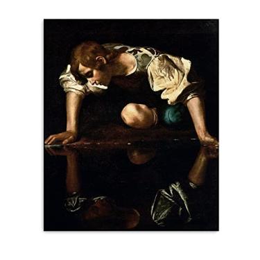 Imagem de JZSDGB Arte de parede em tela clássica - Michelangelo Merisi Caravaggio Impressões - reprodução de pinturas a óleo famosas - Narzis pôster-arte imagens em tela arte de parede para decoração de casa 70