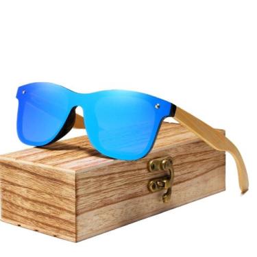 Imagem de Óculos de Sol Masculino Artesanal Bambu Kingseven Proteção Polarizados