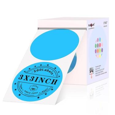 Imagem de Etiquetas Térmicas Redondas Parlaim (7,62cm) - Azul Celeste - 500 Unid