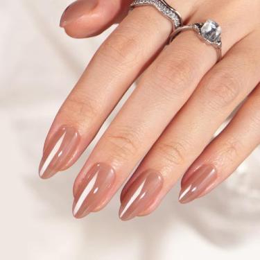 Imagem de Unhas Postiças Press On Bartbox - Formato Amêndoa, Médio, Marrom Croma