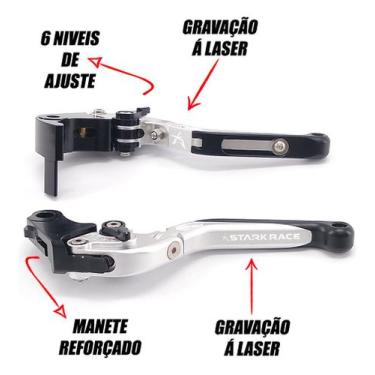 Imagem de Manete Esportivo Extensível Kawasaki Zx 10r Zx10r - Stark Race, Prata