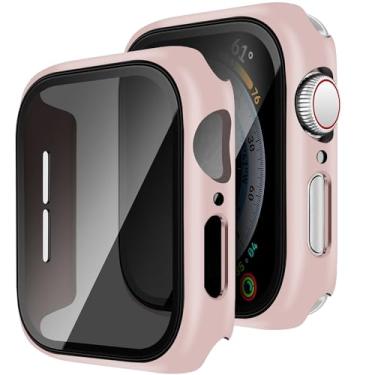 Imagem de HIDOOING Pacote com 2 para Apple Watch Series SE/6/5/4 capa protetora de tela de privacidade de 44 mm, capa protetora para Apple Watch PC protetor de vidro temperado 9H embutido anti-espiar para