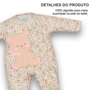 Imagem de Macacão Suedine Bebê Menina Estampa Ursinho Floral Upi Uli, P