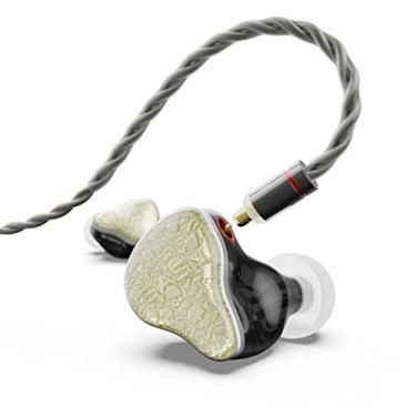 Imagem de BASN Bmaster5 in Ear Monitores, Diafragma 1DLC + 4BA 5 Drivers IEM Fones de ouvido com cabo OFC banhado a prata, fones de ouvido com fio com isolamento de ruído para músicos (Starlight Gold)