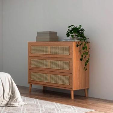 Imagem de Cômoda 3 Gavetas em Mdf Palha Freijó 105x96x45 cm Dalla Costa