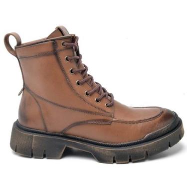 Imagem de Bota Coturno Linha Lisboa Cano Médio Couro Látego - Ranclafe, Marrom, 