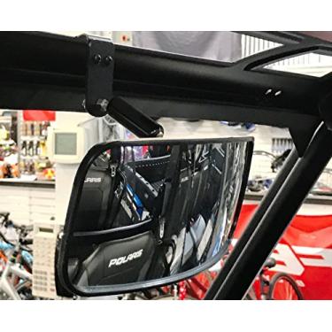 Imagem de Espelho retrovisor traseiro de luxo com parafuso 30,5 cm L x 11,2 cm T para Polaris Ranger 570 2015 (para gaiola Pro-Fit com aba espelhada na foto)