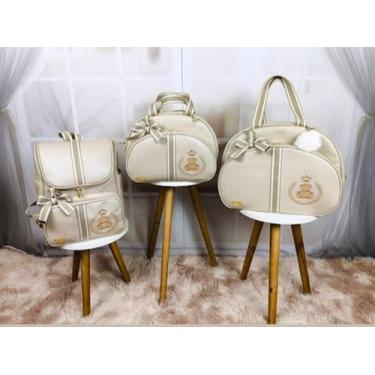 Imagem de KR RK Bolsas Maternidade Mala G, Mala M, Mochila Luxo Eleganc, Bege fi